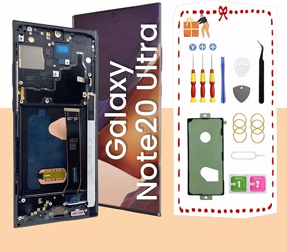Galaxy Note20 Ultra 5G LCD Display Screen Assembly Replacement for Samsung Note 20 Ultra Touch Digitizer Screen with Frame Toolkits TFT N985U N986U No Fingerprint (Black)