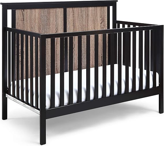 Suite Bebe Connelly 4 in 1 Convertible Baby Crib in Black with Vintage Walnut