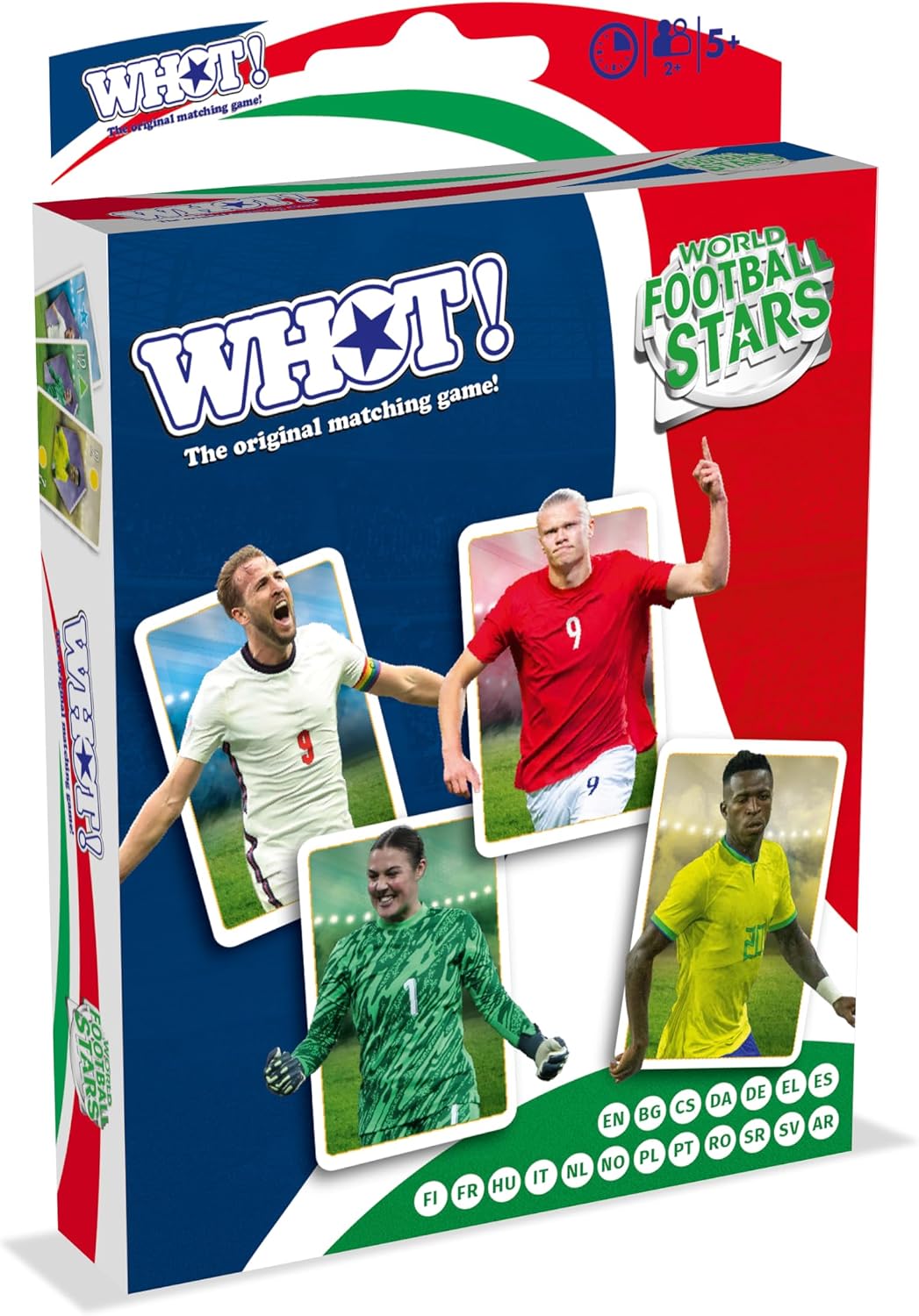 Waddingtons Number 1 World Football Stars WhHOT! The card game contains 53 playable cards including Harry Kane Erling Haaland and Mary Earps travel game, great gift and toy for boys and