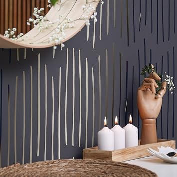 STENCILIT Ink Lines Wall Stencil for Painting - 2 Pack of 17x39 in Stencil, Geometric Wall Stencils for Painting Large Patterns, Modern Large Wall Stencils