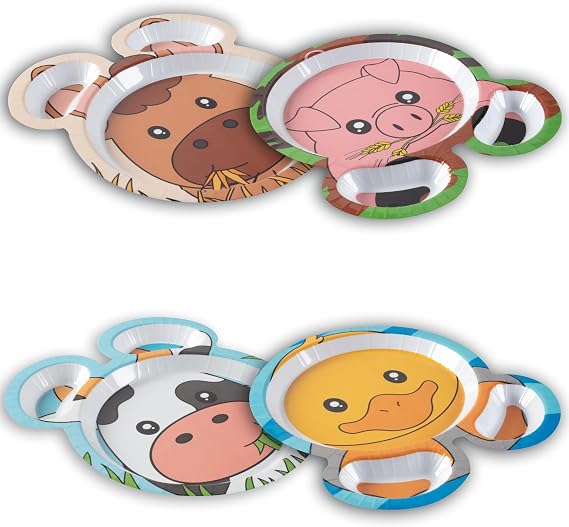 Bentology Zoo Friends Mealtime Melamine Feeding Plates- Set of 4 Different