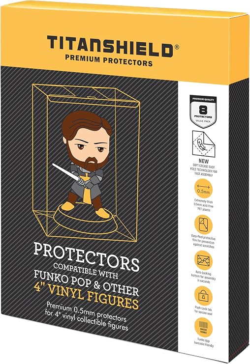 TitanShield 0.5mm Pop Protectors Sleeve Case Compatible with Funko - 4" Inch Pop! Vinyl Figures (8 Pack)