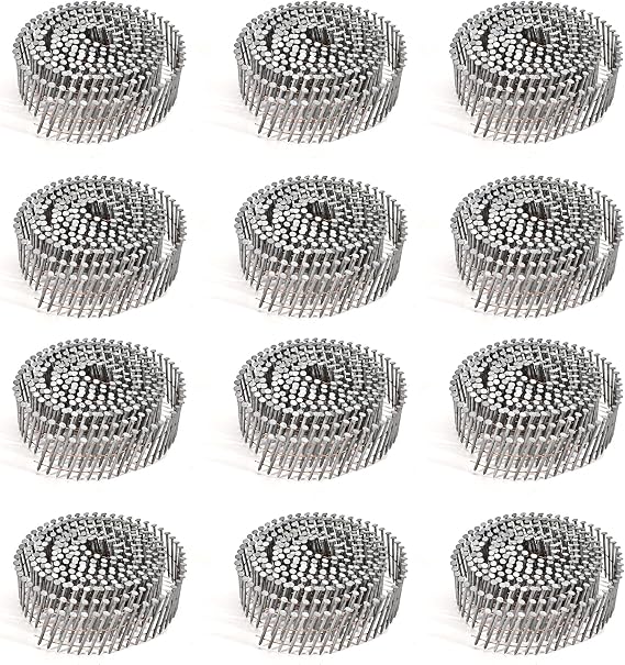 3600 Count Siding Nails, 15-Degree 1-1/4 Inch *.092 Wire Collated Coil Ring Shank Nails, Full Round Head Hot-Dipped Galvanized Siding Nailer Attachment Replacement Parts