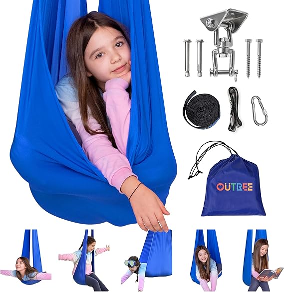 OUTREE Sensory Swing for Kids with 360 Swivel Hanger, Indoor Therapy Swing Great for Autism, ADHD, Sensory Processing Disorder, and Autistic Children