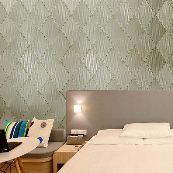 Luxury Modern Embossed Vinyl Wallpaper Yellow Brass Gold Metallic Textured Diamond Geometric 3D Textures