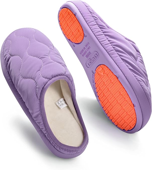 KENROLL Non Slip House Slipper, Goose Down Fuzzy Memory Foam Slippers, Winter Warm Indoor Shoes for Women and Men