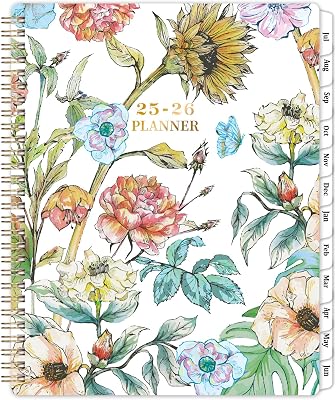 2025-2026 Academic Planner - Academic PlannerCalendar 2025-2026, Jul.2025 - Jun.2025, 9 x 11, 2025-2026 Planner Weekly & Monthly Thick Paper, Perfect Daily Organizer - Art Floral
