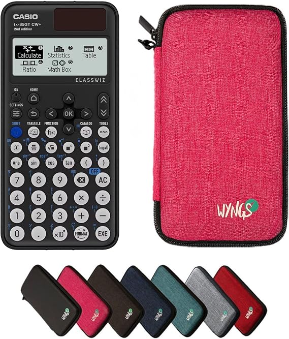 Casio fx-85GTCW+ Black including a WYNGS protective case in Pink - Basic Set