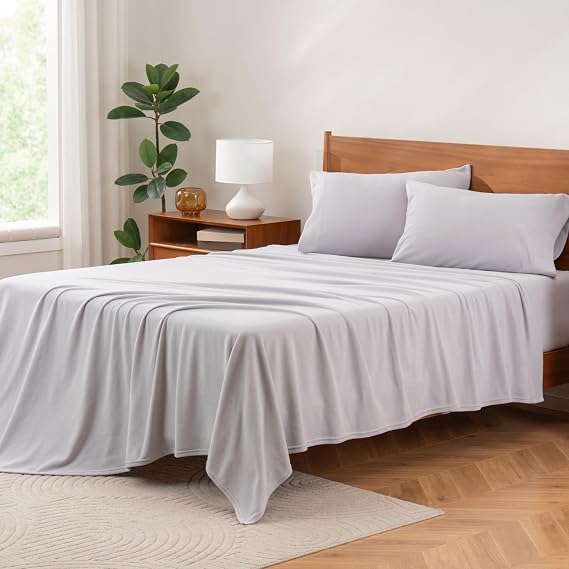 Berkshire Blanket Luxury Soft Microfleece Full Sheet Set, Warm and Durable, All Season Sheet (Full, Mindful Gray)