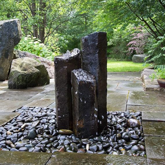 Aquascape Mongolian Basalt Stone Fountain Columns, Set of 3, 24-Inch, 30-Inch, 36-Inch | 58062