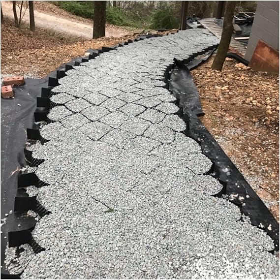 Gravel Ground Grid-2 Inch Thick Geo Grid Driveway Stabilization Grids, 3.3ft/ 6.6ft/ 10ft/ 13ft/ 16ft/ 20ft Geo Grid Retainer, for Patio Path Grass Rocks Filling, for Park Garden Walkway (Col