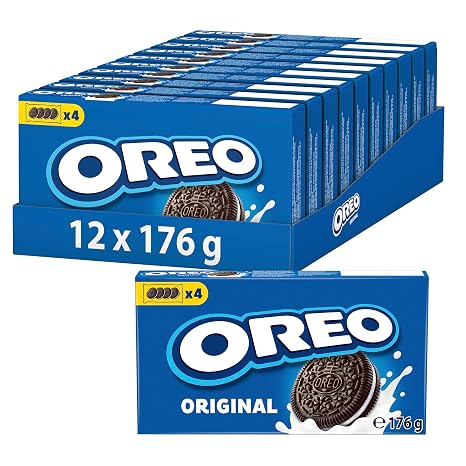 OREO Original - 12 x 176g - Crispy Cocoa Biscuit with Delicious Cream Filling with Vanilla Flavour Crispy chocolate chip cookie with delicious vanilla cream great for sharing and snacking