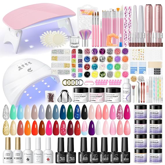 Acrylic Nail Kit for Beginners with Everything, Gel Nail Polish Kit with U V Light and Drill