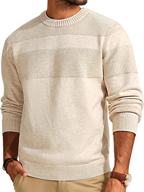 PJ PAUL JONES Mens Crewneck Textured Knit Pullover Sweaters