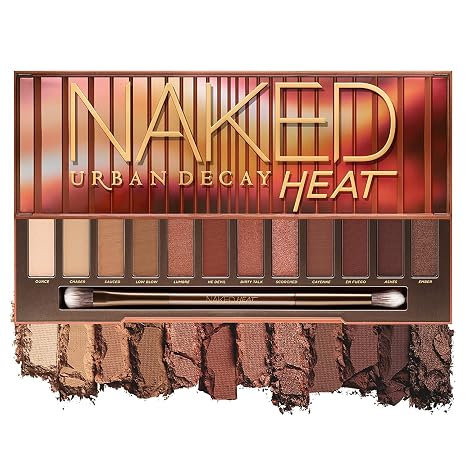 URBAN DECAY Naked Heat, Warm Brown Neutral Eyeshadow Palette, Matte, Metallic, Shimmer Finish, 12 Amber-hued Red & Orange Eye Shadows, Versatile Warm Shades, Vegan, Cruelty-free