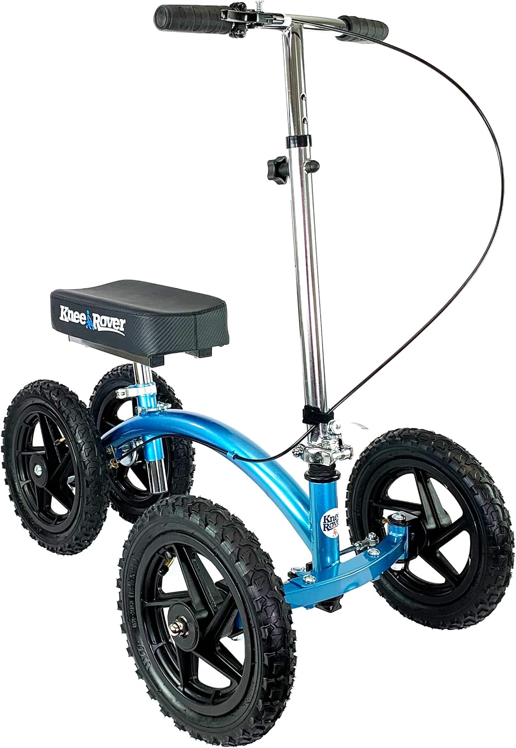 KneeRover Quad All Terrain Knee Scooter Knee Walker for Foot, Lower Leg or Ankle Injury in Metallic Blue
