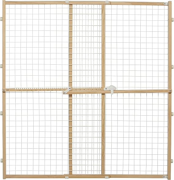 MidWest Homes for Pets Wire Mesh Pet Safety Gate, Dog Gate Expands From 29 - 50 Inches Wide, 44 Inches Tall, Wood, Powder Coated Wire
