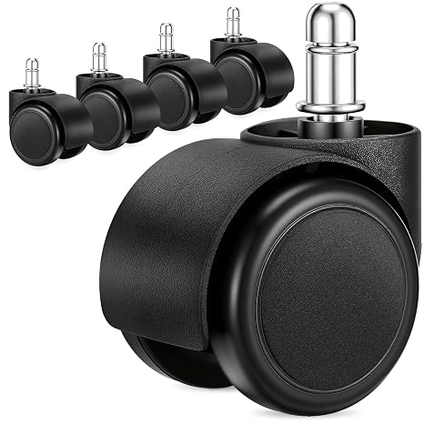 2" Office Chair Casters Wheels, 5 pcs Chair Wheel Replacement, 11mm Stem | 11mm Stem Only, Wont Work with 10mm Stems or IKEA Chairs, Silent Rubber Casters Safe for Hard Floors, Supports Up to 300 lbs