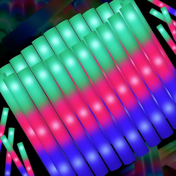 SHQDD 44 PCS Foam Glow Sticks Bulk with 3 Modes Colorful Flashing, Glow Sticks Pack, Foam Light Up Sticks, Glow in Dark Party Supplies for Wedding, Raves, Party, Halloween, 4th of July