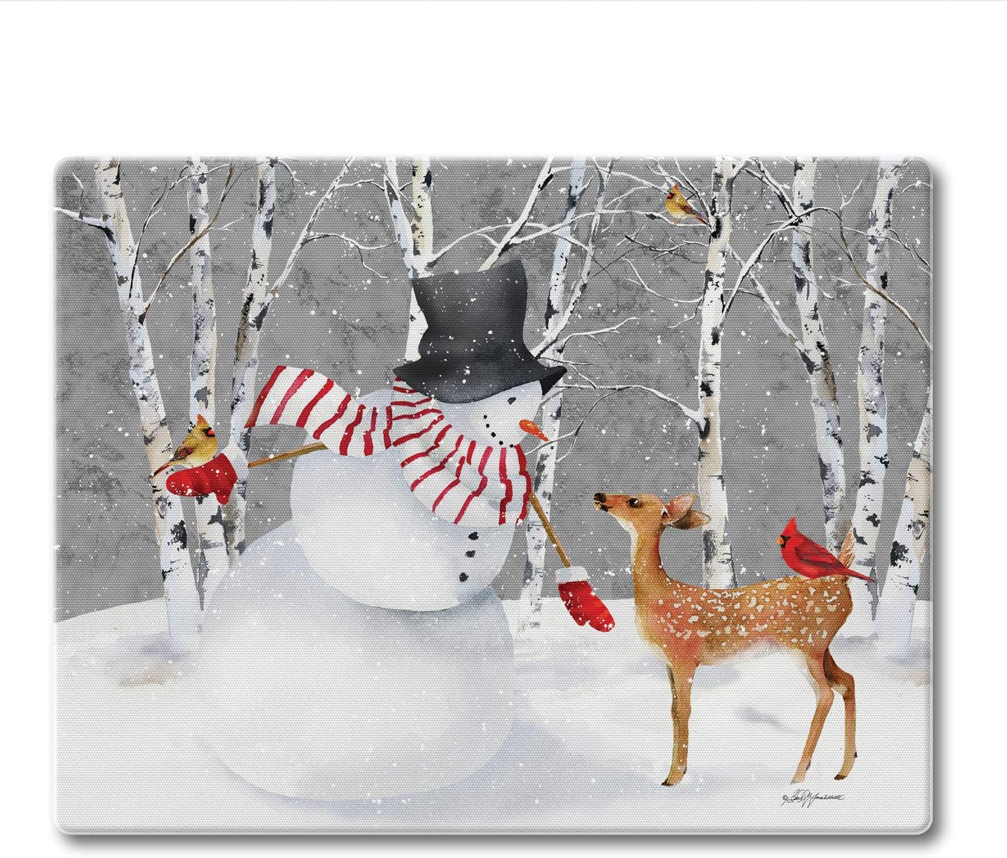 CounterArt Snow Day 3mm Tempered Glass Cutting Board 10” x 8” Manufactured in the USA Dishwasher Safe Cheese Board Bar Board