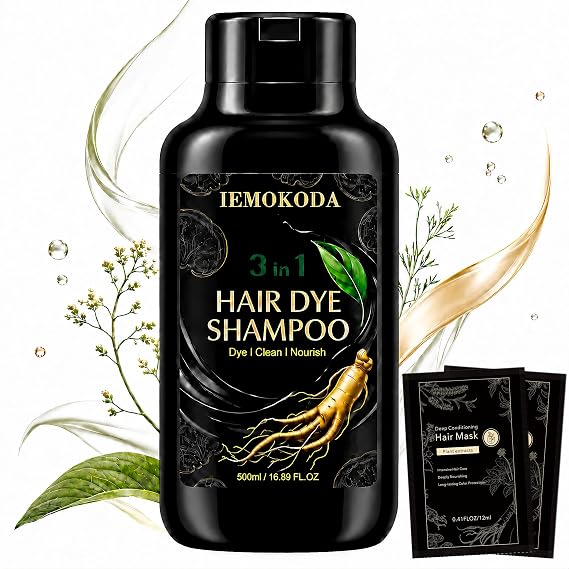 Chestnut Brown Hair Dye Shampoo for Women & Men, Semi Permanent Hair Color