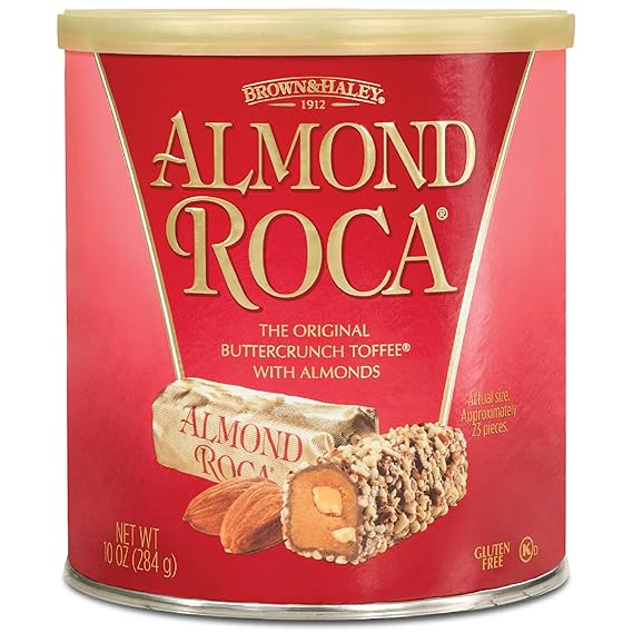 Almond Roca Pack of 1-10oz Individually Wrapped Chocolate Candy - Original Buttercrunch Toffee with Almonds - Gluten Free, Kosher, Chocolate