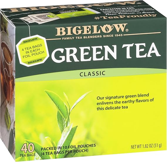 Bigelow Classic Green Tea, Caffeinated, 40 Count Pack of 6, 240 Total Tea Bags
