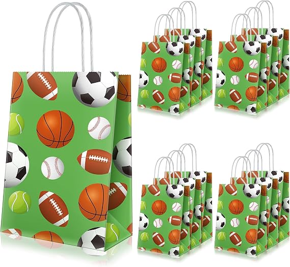 Epakh 20 Pcs Sports Party Favor Bags Football Goodie Gift Bag with Handles