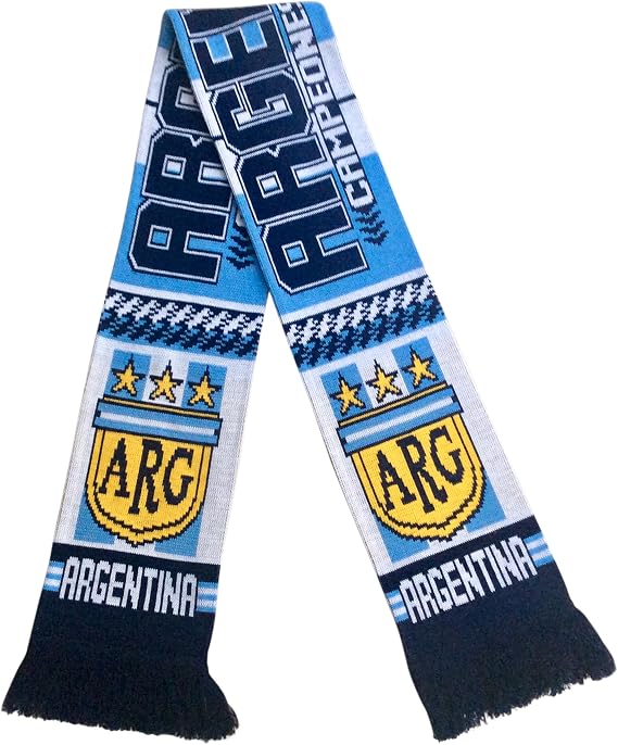Argentina Scarf | Soccer Fan Scarf | 3 Star World Cup Winners | Premium Acrylic Knit