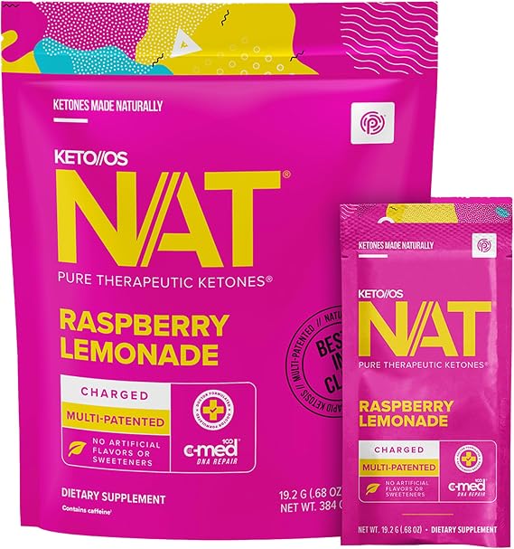 Keto//OS NAT Raspberry Lemonade Charged - Supplement for Men and Women (20 Count)