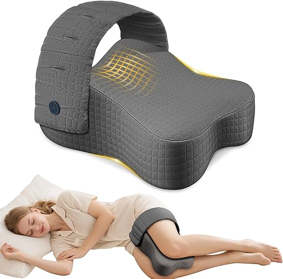 Knee Pillow for Side Sleepers, Leg Pillow for Side Sleeping, Sciatica Pain Relief, Hip with Ergonomic Memory Foam Large Grey Cushion for Thigh, Knee, Back & Leg Support