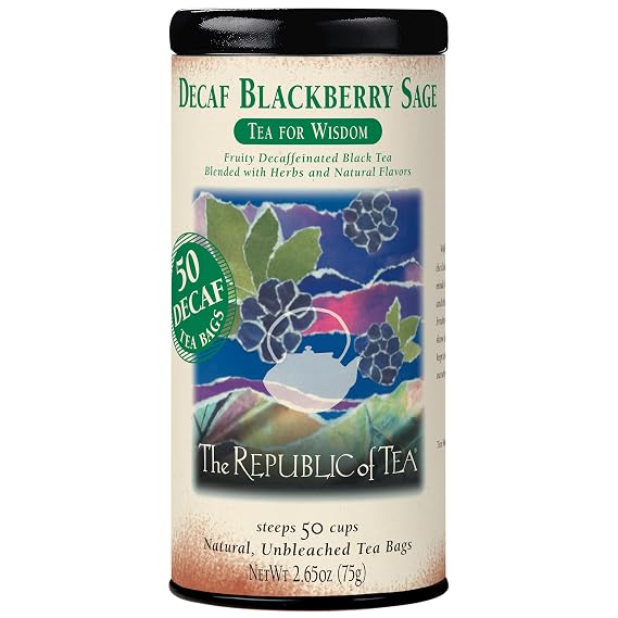 The Republic of Tea Decaf Blackberry Sage Black Tea, 50 Count
