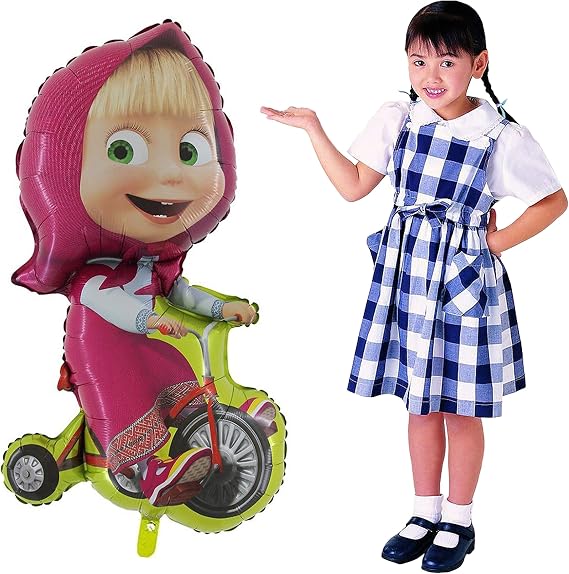 Balloon with Masha on a Bicycle 39 inch from the Popular Cartoon Masha and the Bear Party Supplies Super Shape Masha y el Oso