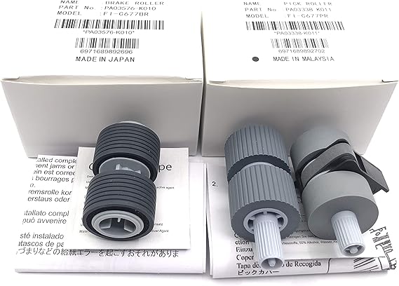 PA03338-K011 & PA03338-K010/PA03576-K010 Scanner Pick Roller + Brake Roller Compatible with Fujitsu fi-6670 fi-6670A fi-6770 fi-6770A fi-6750 fi-5650 fi-5650C fi-5750 fi-5750C
