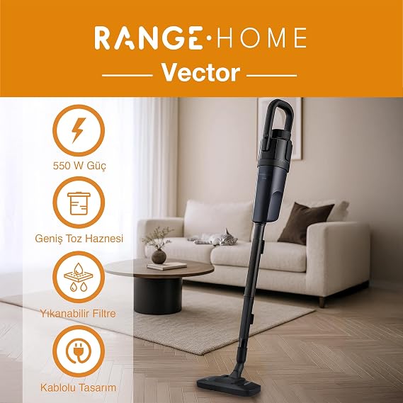 Fakir Range Vector Kablolu Dik Süpürge Turbo Başlık 0,5 L Toz Hacmi
