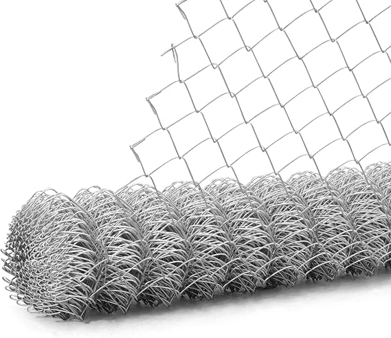 Fencer Wire 11.5 Gauge Galvanized Steel Chain Link Fence Fabric, Diamond Mesh Size 2-3/8 Inch, Galvanized Fencing Wire Roll for Home Improvement and Animals Enclosure (4ft. x 50ft.)