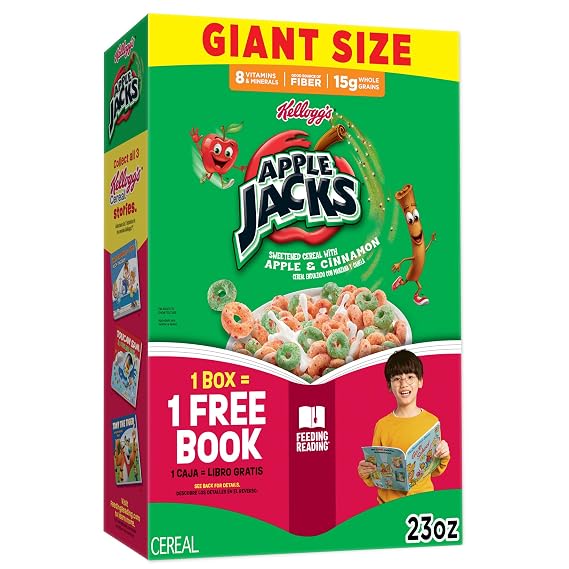 Kellogg's Apple Jacks Original Giant Size Breakfast Cereal 23 oz | 15g Whole Grains, Family Breakfast
