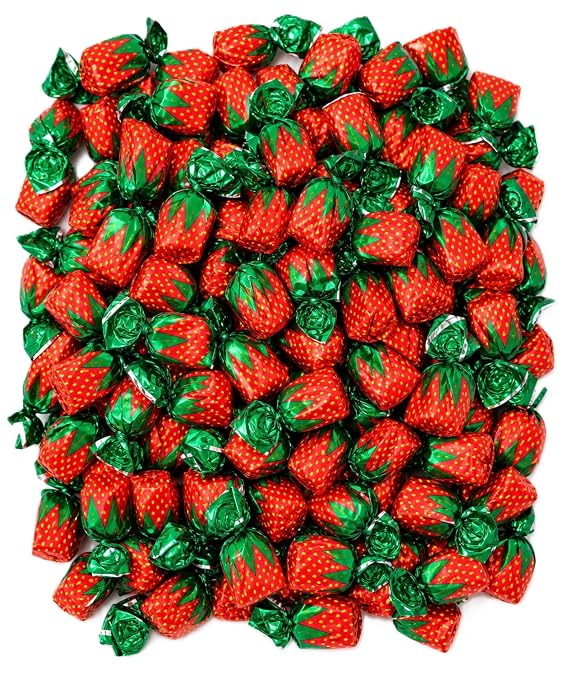 Strawberry Filled Bon Bon Hard Candy 1 lb Bulk Individually Wrapped Fruit