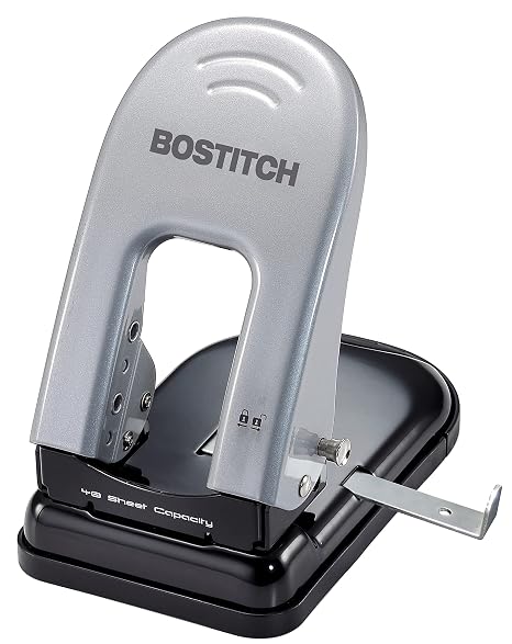 Bostitch Office Indulge 40 Reduced Effort 2-Hole Punch, 40 Sheets, Silver (2340)