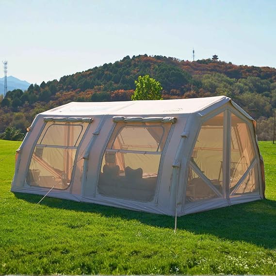 Coody Premium Inflatable Tent for Camping, Canvas Air Tent with Stove Jack
