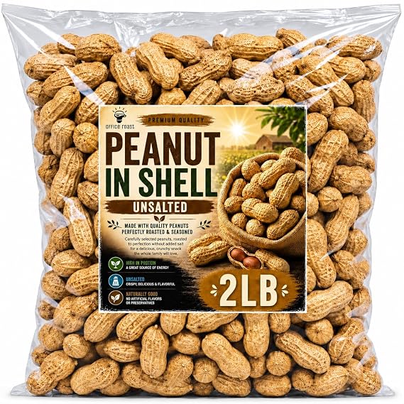 Peanuts In Shell | 2 LB Bulk Value Pack | Unsalted & Roasted - Healthy natural snack, Perfect for office, share and TO-GO | Value Pack, Whole Peanuts, Classic Snack