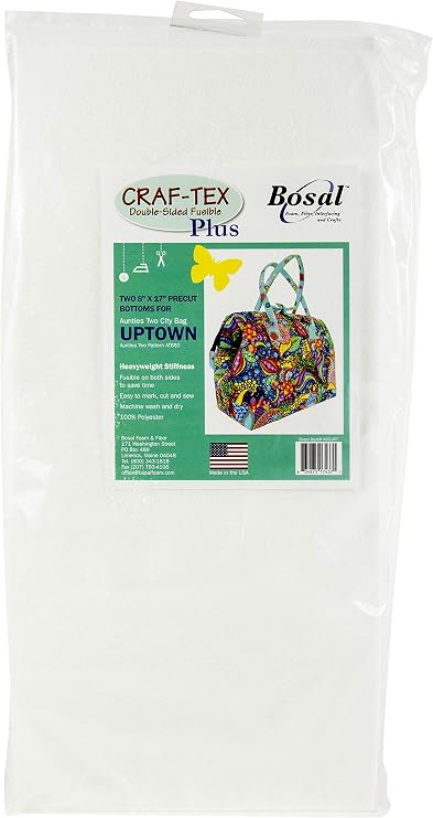 Bosal Craf-Tex Double-Sided Fus Precut Bottoms 8in x17in, Uptown Bag 20.3 x 43.2 cm