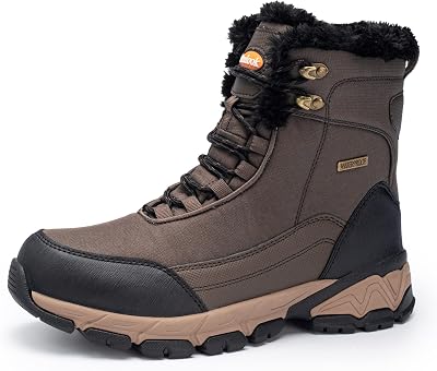 SHULOOK Hiking Boots Men Waterproof Mid Boots Non-Slip LightWeight Comfortable
