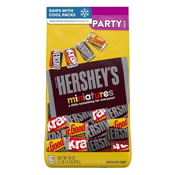 HERSHEY'S Miniatures Assorted Chocolate Candy Bulk Variety Party Pack, 30 oz