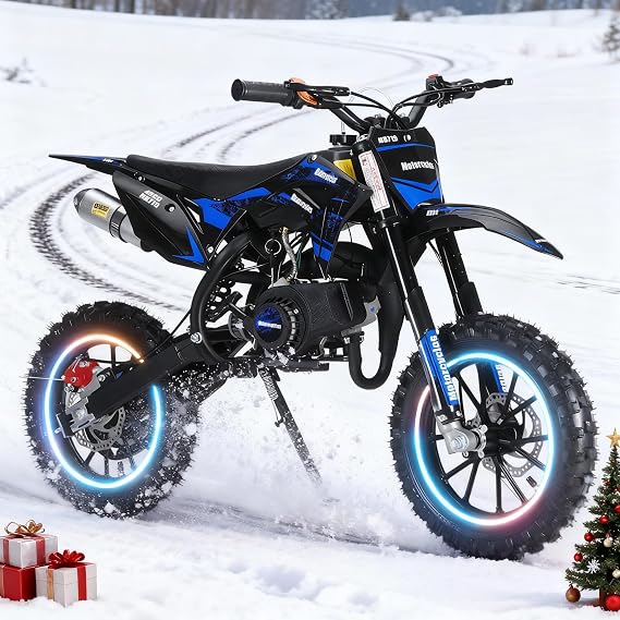 cdar 50cc Kids Dirt Bike, Gas Dirt Bike Up to 25 MPH, Mini Bike Easy Pull Start, Off Road Mini Motorcycle, Gas Motocross Bike for Outdoor Riding, Max Load 330 LBS