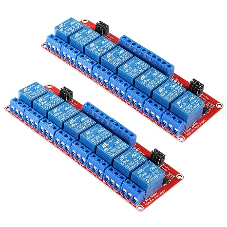 2Pcs 8 Channel 5V Relay Module High Low Level Trigger with Optocoupler Isolation Load 8 Ways Relay Switch Module DC 30V AC 250V 10A Home Intelligent Control Module