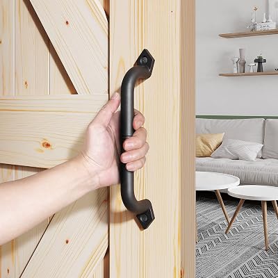 EaseLife 10 Barn Door Pull Handle, Gate Handles, Rustic Black Aluminum Grab, Easy Install