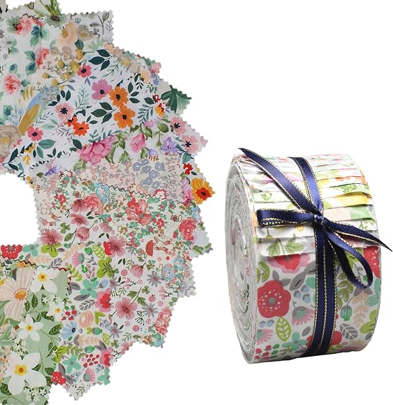 Jelly Rolls for Quilting 2.5 Inch Clearance Precut Floral Quilt Fabric Strips Roll Quilting Patchwork Roll 42Pcs ...