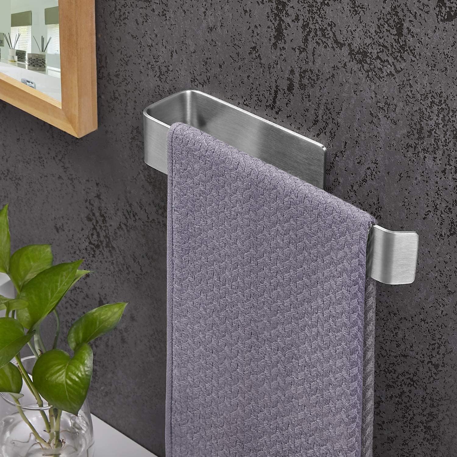 DELTAHOME Stainless Steel Towel Holder 27cm Long - Self Adhesive - Towel Hanger Model: Stuttgart