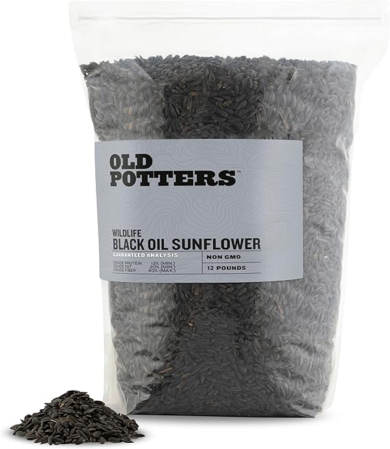 Wildlife Black Oil Sunflower Seeds for Birds and Wildlife, Non-GMO & USA Grown on Small Farms (12 lbs)